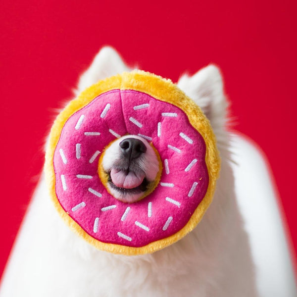 Donut Dog Toy - Strawberry - Canine Compassion Bandanas