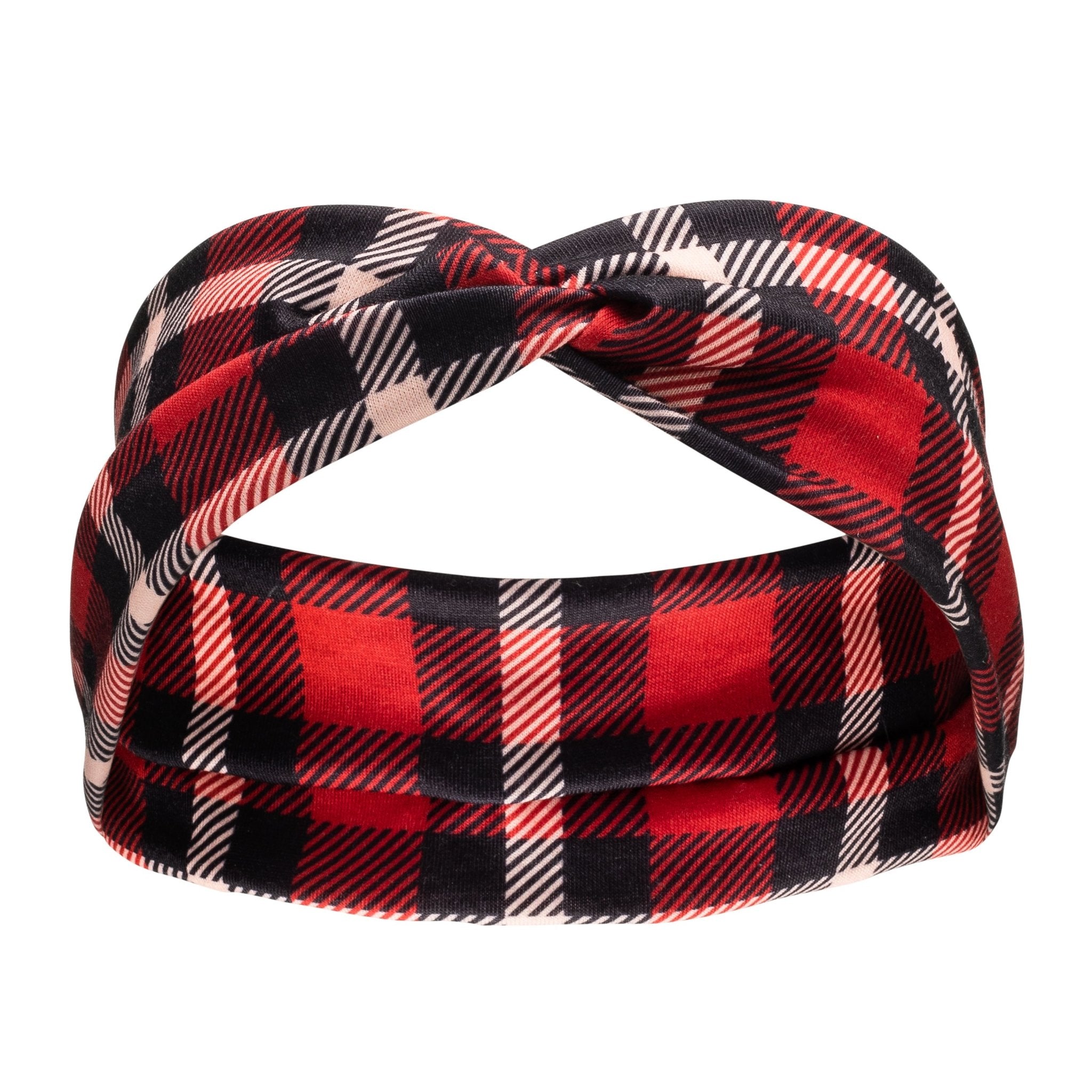 Matching Headband - Red and Black Plaid - Canine Compassion Bandanas