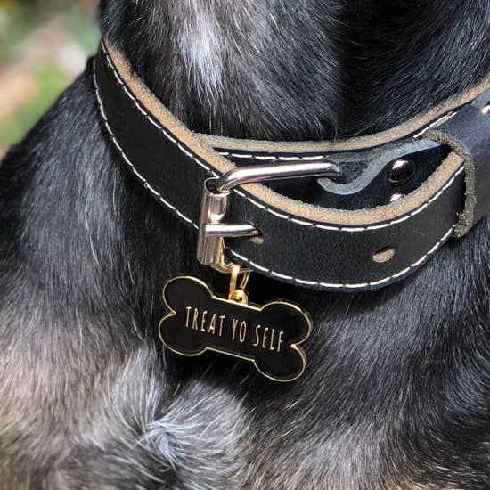 Treat Yo Self Enamel Dog Tag - Canine Compassion Bandanas